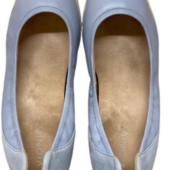 Vionic Jacey Orthaheel Navy Blue Gray Leather Wedge Slip On Shoe Size 11 - Picture 5 of 8